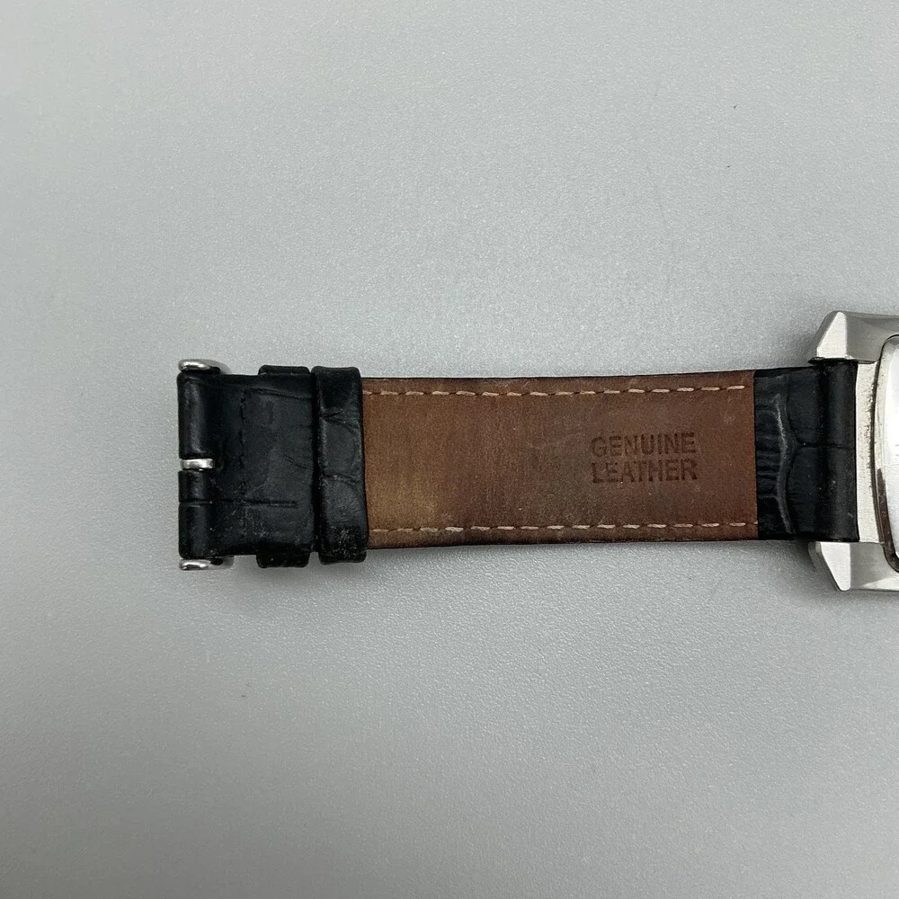 Bulova 96B269 Mens Watch 31mm Tank Silver Tone Black Leather New Battery
